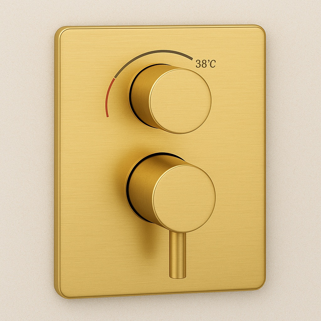 Fontana FS-1176MGL gold thermostatic 3-way mixing valve